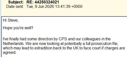 Police email 9th June 2026
