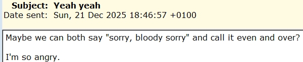 Email 21st December 2025