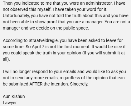 Email from city admin